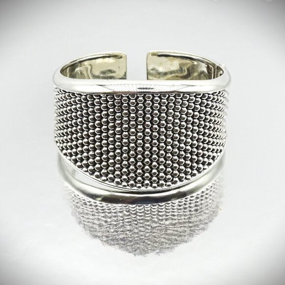 LAGOS Gorgeous Caviar Collection Sterling Silver Hinged Heavy Bracelet Size M - Picture 3 of 12